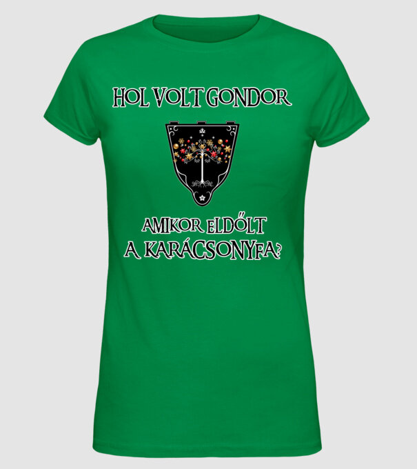 Hol volt Gondor? (karácsonyfa) minta zöld pólón