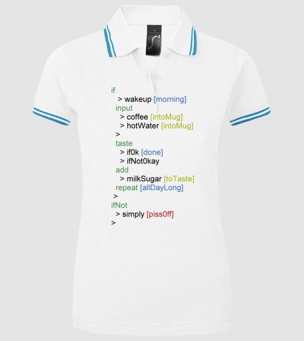 Programmer's Coffee minta fehér pólón
