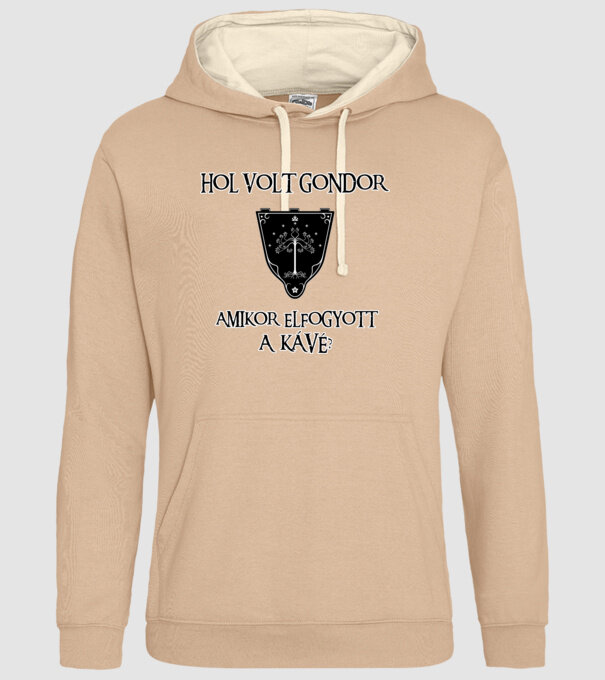 Hol volt Gondor? (kávé) minta homokszín pólón