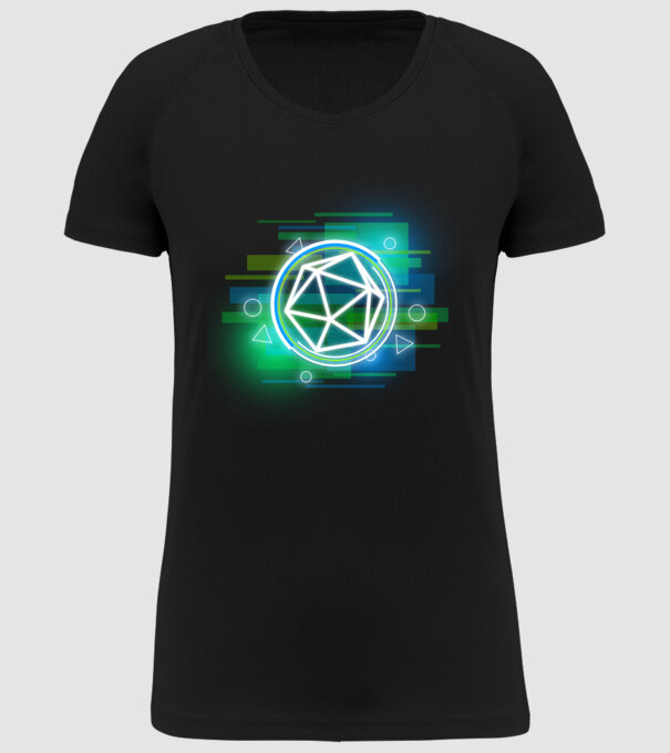 Sci-fi zöld D20 minta fekete pólón