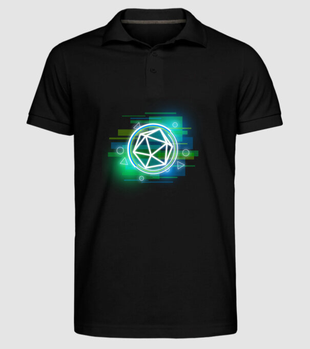 Sci-fi zöld D20 minta fekete pólón