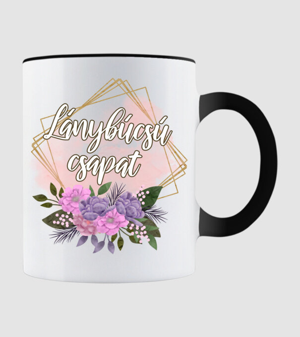 Lánybúcsú csapat (aranykeret) minta fekete pólón
