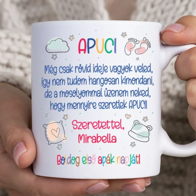 Apák napi ajándék bögre mondókával